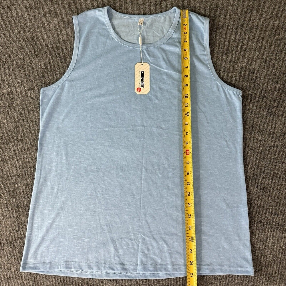 Coofandy Shirt Mens Small Sleeveless Stretch Blue - Picture 8 of 9